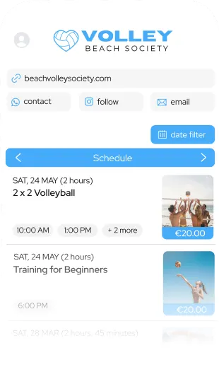 A full schedule of events on a phone